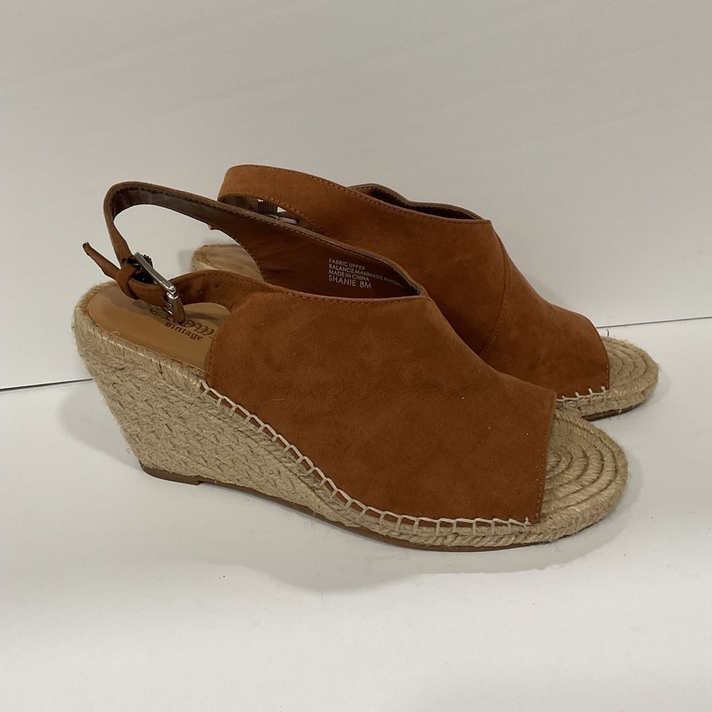 Crown Vintage Women’s Brown Shanie Espadrille Wedge Sandals